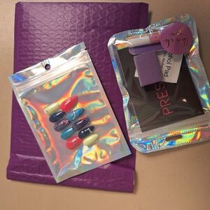 Handmade Press-On Nail Set – Galaxy / Cosmic Glitter Design (Reusable)